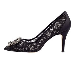 Womens NEW Size EU 37 US 6.5 Black Lace Stiletto Heels with Dust Bag